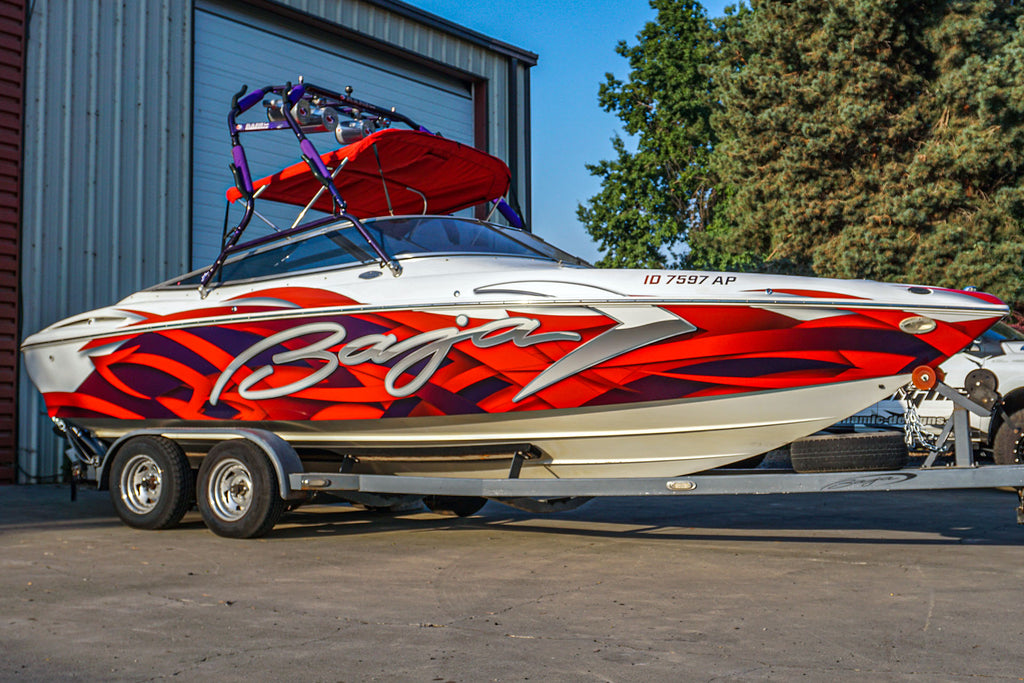 Dynamic Designs - Baja Ski Boat - Red and Black Vinyl Wrap